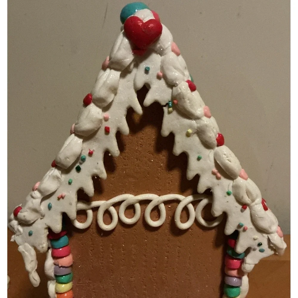 Claydough Gingerbread Lighted House 13.5" Tall Candy Canes Gumdrops - Picture 8 of 15